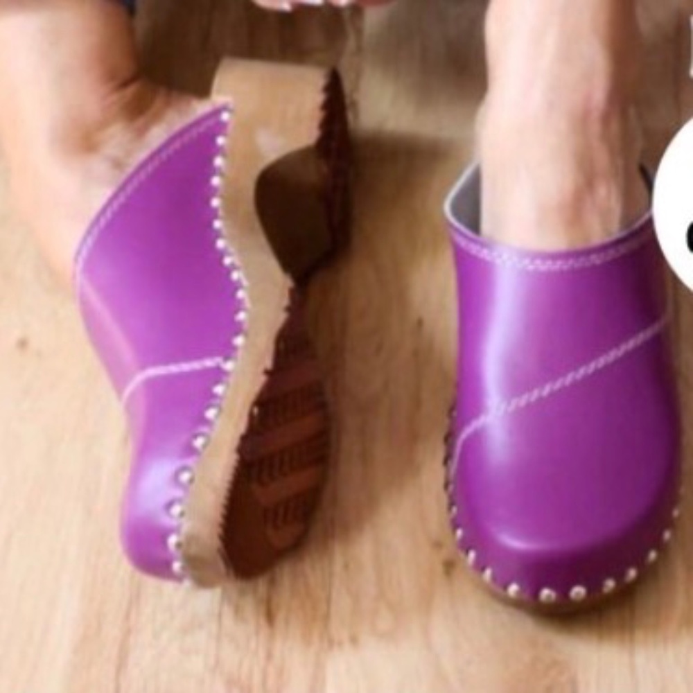 Purple clogs wooden clogs Swedish clogs size 37
